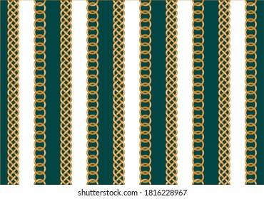 Golden decorative chains pattern on white background. EPS10 Illustration.