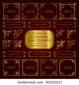 Golden decorative corners and frames - vintage style