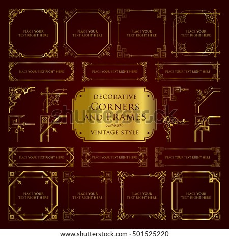 Golden decorative corners and frames - vintage style