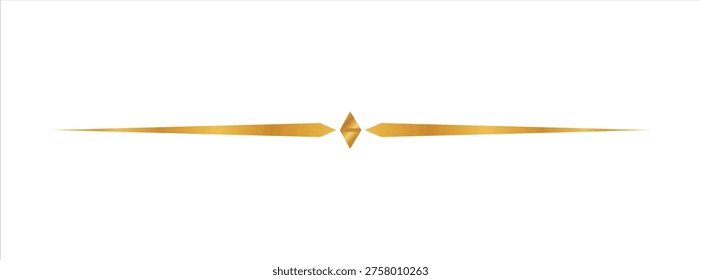 Golden decorative divider element. Luxury ornamental line separator. Elegant vintage flourish design