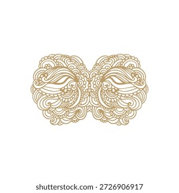 Elemento decorativo dorado, viñeta, roseta - mandala sobre fondo blanco