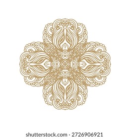 Elemento decorativo dourado, vinheta, roseta - mandala no fundo branco