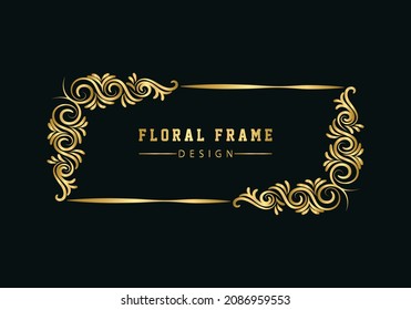 golden decorative floral luxury frame. Floral retro pattern.