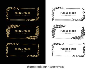 golden decorative floral luxury frame. Floral retro pattern.