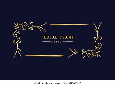golden decorative floral luxury frame. Floral retro pattern.