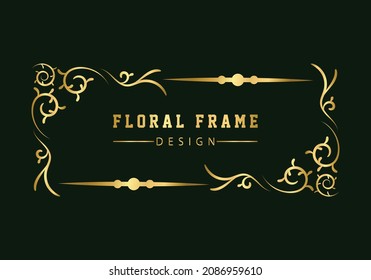 golden decorative floral luxury frame. Floral retro pattern.