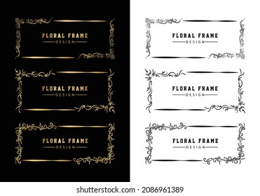 golden decorative floral luxury frame. Floral retro pattern.