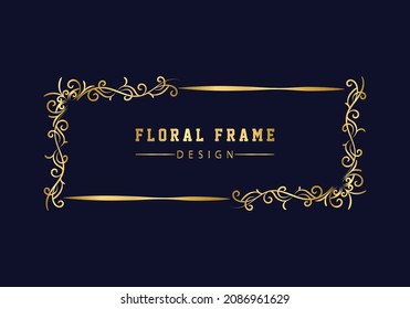 golden decorative floral luxury frame. Floral retro pattern.