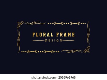 golden decorative floral luxury frame. Floral retro pattern.