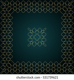 Golden decorative frame with logo. Vector design template. Creative luxury background.