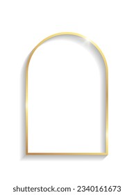 Golden decorative frame with shadows and highlights isolated on a white background.