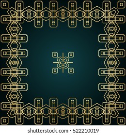 Golden decorative frame. Vector design template. Creative luxury background.