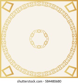 Golden decorative frame. Vector design template. Creative luxury background.