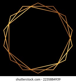 Golden decorative frames. Art deco line art borders. Modern ring frame concept. Vector luxury label design.