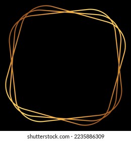 Golden decorative frames. Art deco line art borders. Modern round frame concept. Vector luxury label design.