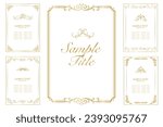 Golden decorative frames. Retro ornamental frame, vintage rectangle ornaments and ornate border, antique decor.