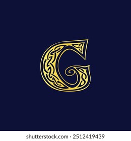 Golden Decorative G Initial Logo with Celtic Pattern