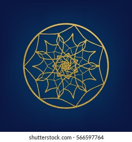 Golden decorative mandala template. Elegant vector element for design in Arabic pattern style in Ramadan Kareem festival.Lace vector illustration for wedding invitations and greeting card.
