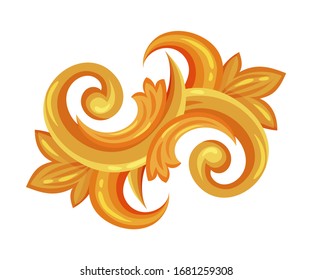 Golden Decorative Monogram or Scroll Isolated on White Background Vector Illustration