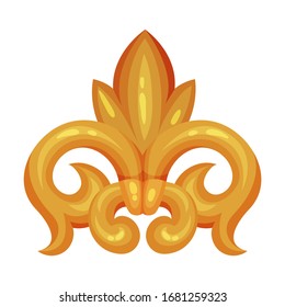 Monograma decorativo dorado o Desplazamiento aislado en la ilustración del vector de fondo blanco
