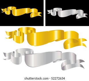 Golden decorative ribbon. Vector illustration