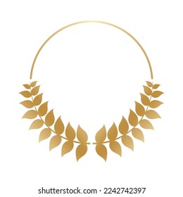 golden decorative round frame with leaves