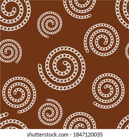 Golden decorative spiral pattern with chains on brown background.EPS10 Illustration.