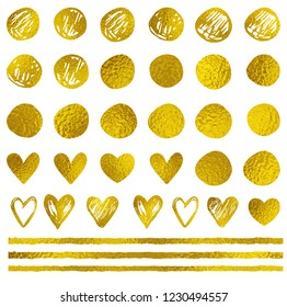 Golden decorative vector design elements on a white background. Festive decorative kit.