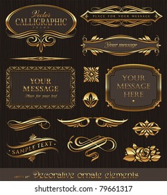 Golden decorative vector design elements & page decor