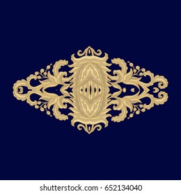 Golden decorative vector ornamental  composition on dark blue background