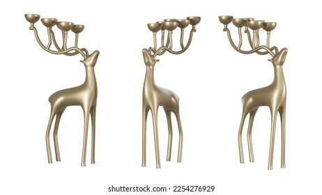 golden deer 3drender on transparent background PNG file