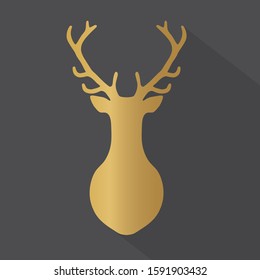 golden deer with antlers icon- vector illustration