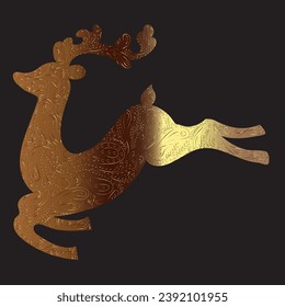 Golden deer. Christmas symbol. Festive mood. Vector.