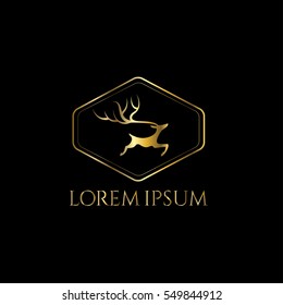 Golden deer vector icon (sign, symbol, icon, emblem, badge)