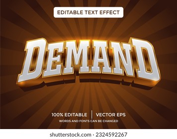 Plantilla de efecto de texto editable ligero de la demanda dorada 3D