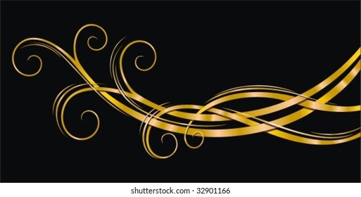 Golden design element isolated on black