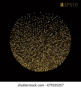 Golden design element on a theme of autumn. Background texture of golden glitter. The sparkles in the form of leaves. EPS 10 vector