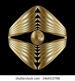 Golden design element for websites, interior design, company logo. Black background. Vector illustration.