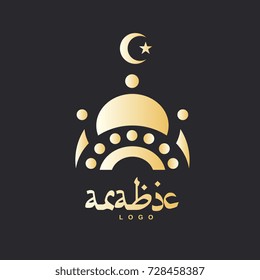 Golden design of mosque and moon