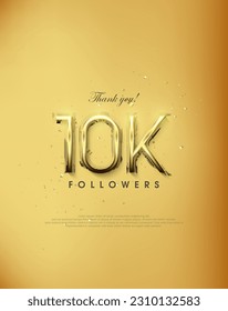 Golden design thank you 10K followers. simple and elegant premium vector background.
