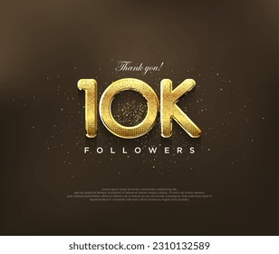 Golden design for thank you 10K followers, vector greeting banner design, social media post poster.