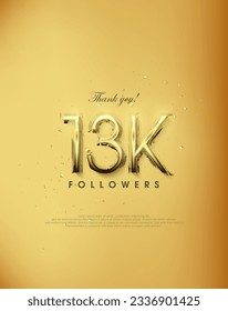 Golden design thank you 13k followers. simple and elegant premium vector background.