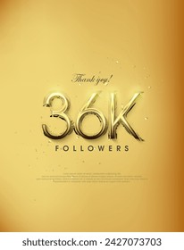Golden design thank you 36k followers. simple and elegant premium vector background.