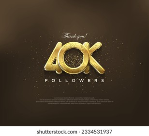 Golden design for thank you 40k followers, vector greeting banner design, social media post poster.