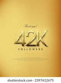 Golden design thank you 42k followers. simple and elegant premium vector background.