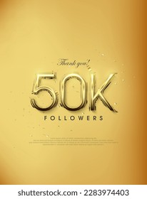 Golden design thank you 50k followers. simple and elegant premium vector background. Premium vector background for achievement celebration design. svg