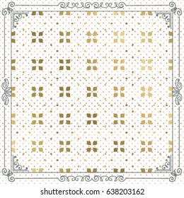 Golden designed background. Vintage frame decoration