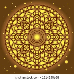 golden  dharma wheel in Buddhism or stars design religion concept