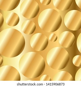 Golden diagonal gradient circles seamless pattern. Abstract modern vector background. Shiny metal endless wallpaper.