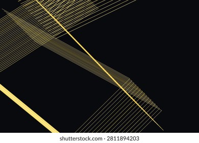 Golden diagonal light streaks on black background, lightstreaks lines abstract